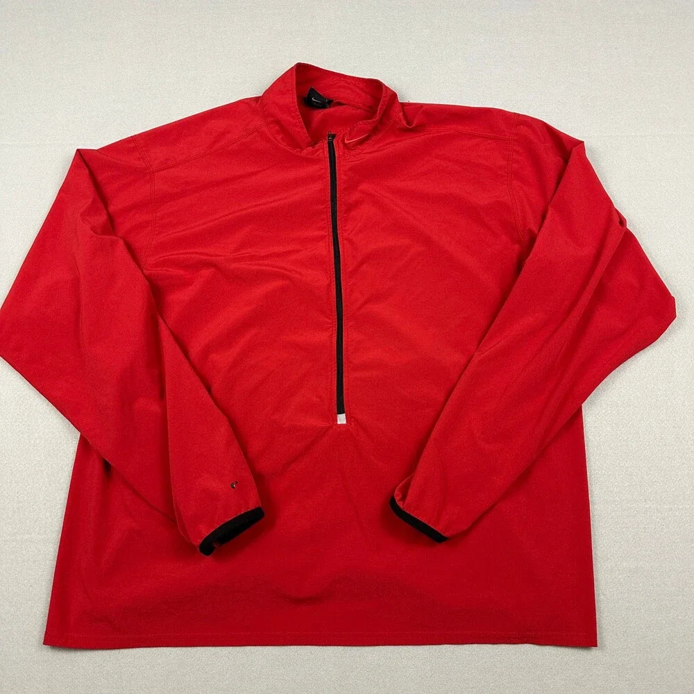 Vintage Nike Jacket Men Extra Large Red 1/2 Zip Pullover Lightweight Dri Fit Y2K